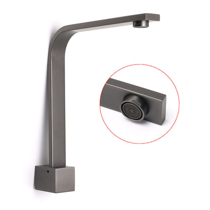 Gun Metal Square Bathroom Swivel Spout Gooseneck Arm Bathtub Filler Tap Outlet