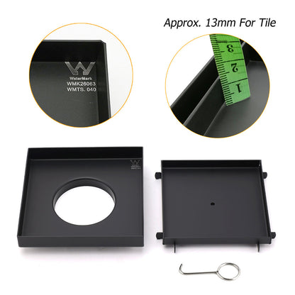 Watermark Black 150x150mm Tile Insert Floor Drain Shower Grate 80mm Waste Outlet