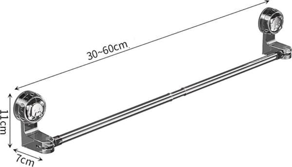 Adjustable 30-60cm Telescopic Suction Towel Rail, No Drill Rotatable Wall Mount Towel Bar, Stainless Steel Bathroom Kitchen Corner Towel Rack