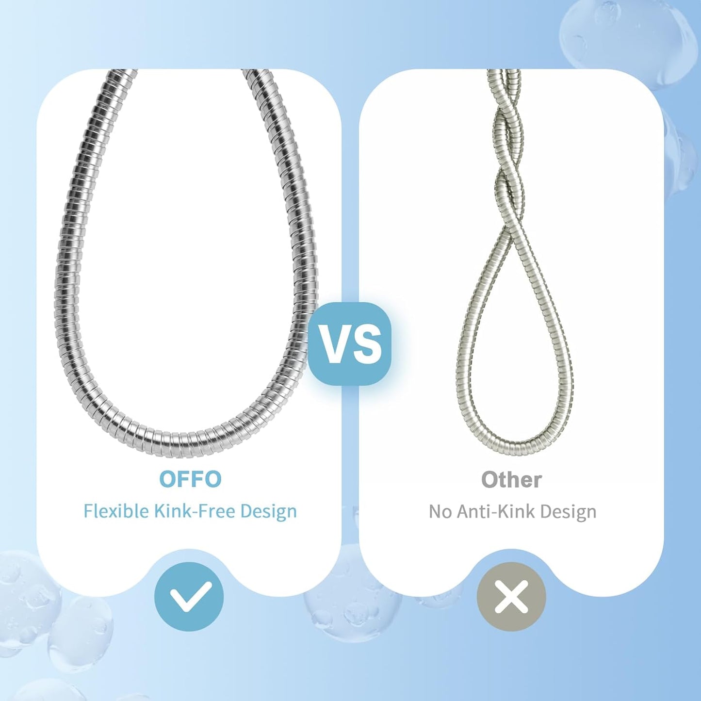 Shower Hose, 120 in Kink Free Stainless Steel Extra Long Shower Hose Replacement, Flexible Handheld Shower Head Hose Extension for Pet Bathing Cleaning, Nickel Gray