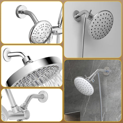 Shower Arm Flange Shower Pipe Arm 6 Inches Shower Head Mount 304 Stainless Steel Shower Handle Replacement Wall Mount Shower Neck for Fixed Shower Head & Handheld Showerhead (Silver)