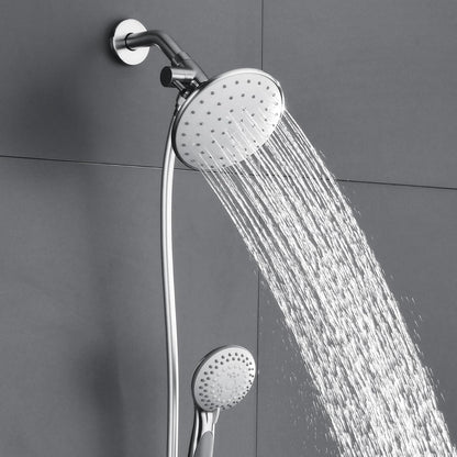 Shower Arm Flange Shower Pipe Arm 6 Inches Shower Head Mount 304 Stainless Steel Shower Handle Replacement Wall Mount Shower Neck for Fixed Shower Head & Handheld Showerhead (Silver)