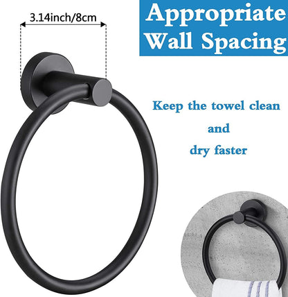 Hand Towel Ring, 304 Stainless Steel Towel Ring Hanging Round for Bathroom and Kitchen