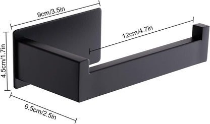 Toilet roll holder - No drilling required, high-quality 304 stainless steel toilet roll holder, self-adhesive, suitable for bathroom and kitchen, strong adhesion, waterproof, black