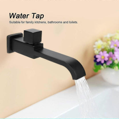 G1/2 Modern Brass Wall Mounted Faucets Bathroom Wall Mounted Faucet Single Hole Cold Water Faucet for Kitchen Bath Wash Basin Sink Matte Black