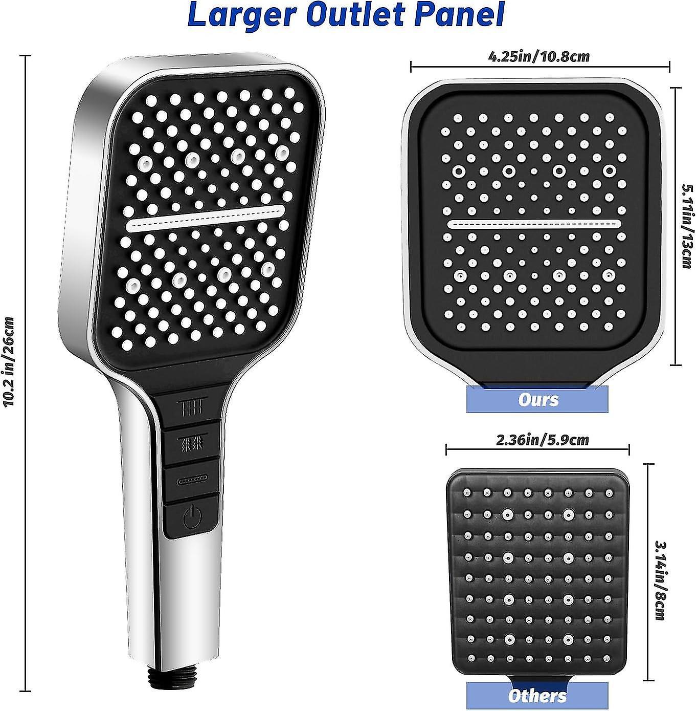 Square Handheld Shower Head, 7 Spray Modes, Adjustable Universal