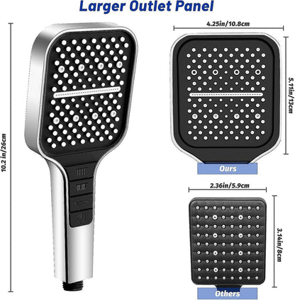 Square Handheld Shower Head, 7 Spray Modes, Adjustable Universal