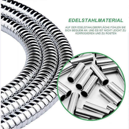 150cm Stainless Steel Look Shower Hose, Durable Bathroom Shower Pipe