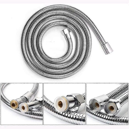 150cm Stainless Steel Look Shower Hose, Durable Bathroom Shower Pipe