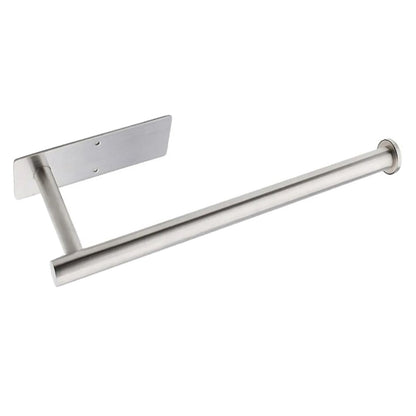 Paper Towel Holder 304 Stainless Steel Space Saving Decorative Practical Waterproof Hanging Paper Towels Rolls Holder for Home Quadrate Bottom Long Silvery