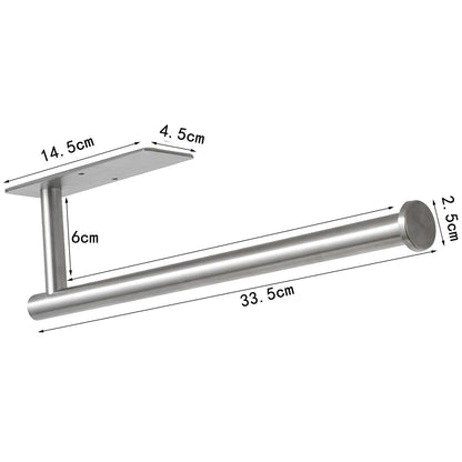 Paper Towel Holder 304 Stainless Steel Space Saving Decorative Practical Waterproof Hanging Paper Towels Rolls Holder for Home Quadrate Bottom Long Silvery
