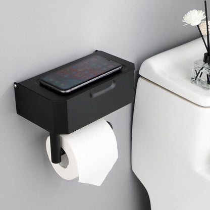 Toilet Paper Holder with Flushable Wipes Dispenser Stainless Steel Toilet Paper Holder Storage Wall Mounted Toilet Paper Holder with Shelf