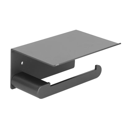 Toilet Paper Holder Stainless Steel Wall Mounted Toilet Paper Roll Holder with Shelf Matte Black for Bathroom