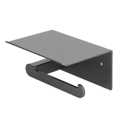 Toilet Paper Holder Stainless Steel Wall Mounted Toilet Paper Roll Holder with Shelf Matte Black for Bathroom