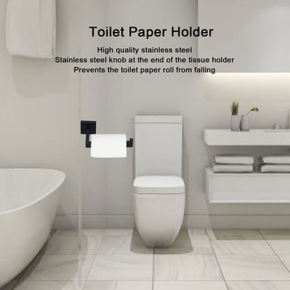 Stainless Steel Toilet Paper Holder Corrosion Resistance Tissue Rack for Bathroom Kitchen (Black)