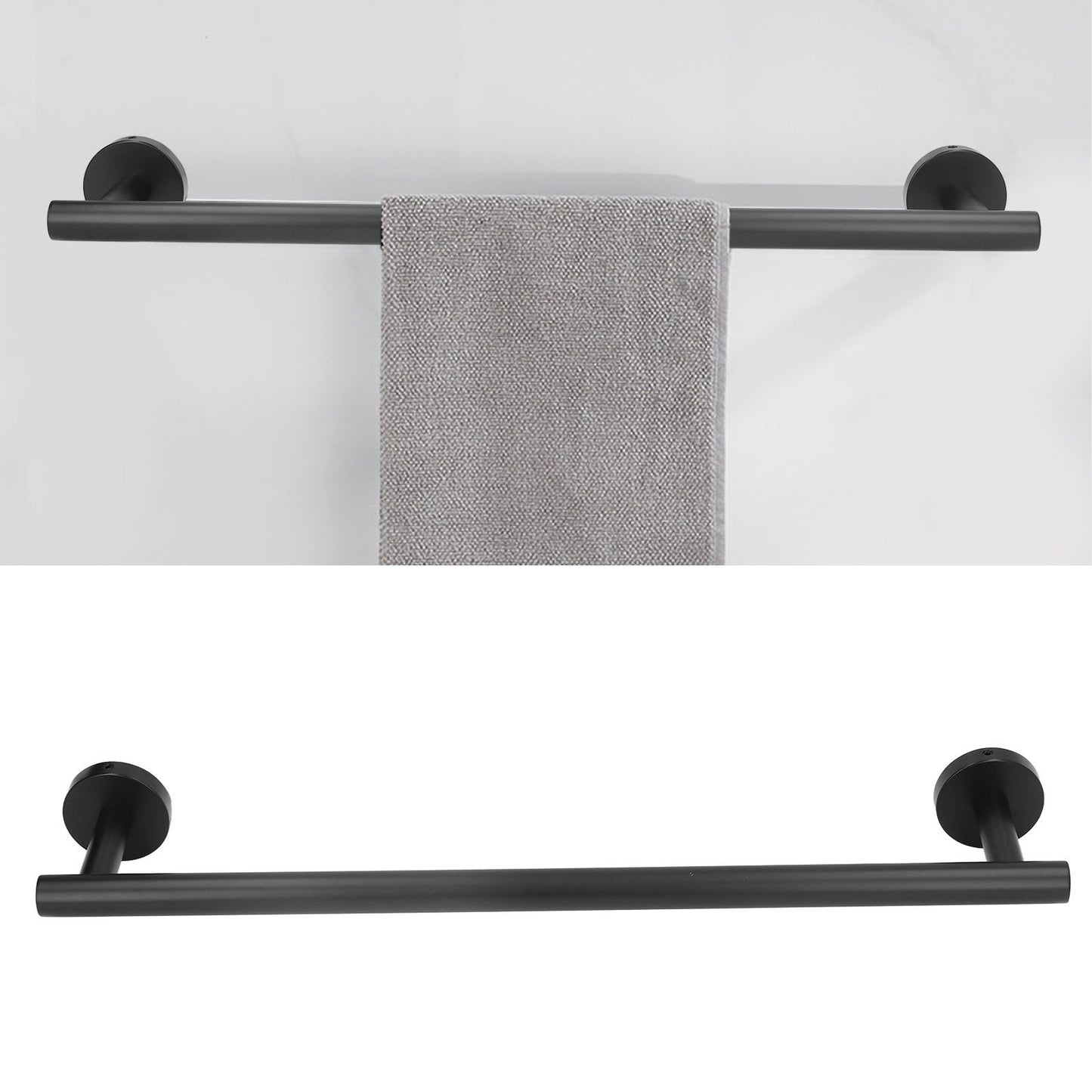Towel Bar 304 Stainless Steel 45cm Matte Black Nail Free Punch Single Rod Towel Rack Hardware Pendant
