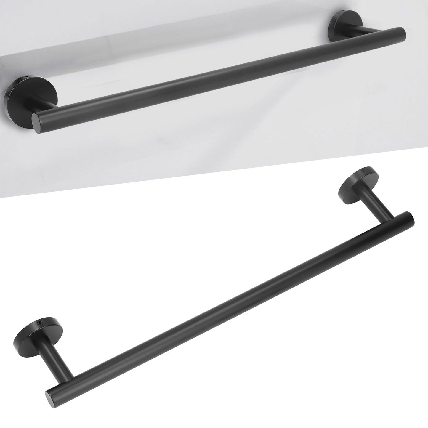 Towel Bar 304 Stainless Steel 45cm Matte Black Nail Free Punch Single Rod Towel Rack Hardware Pendant