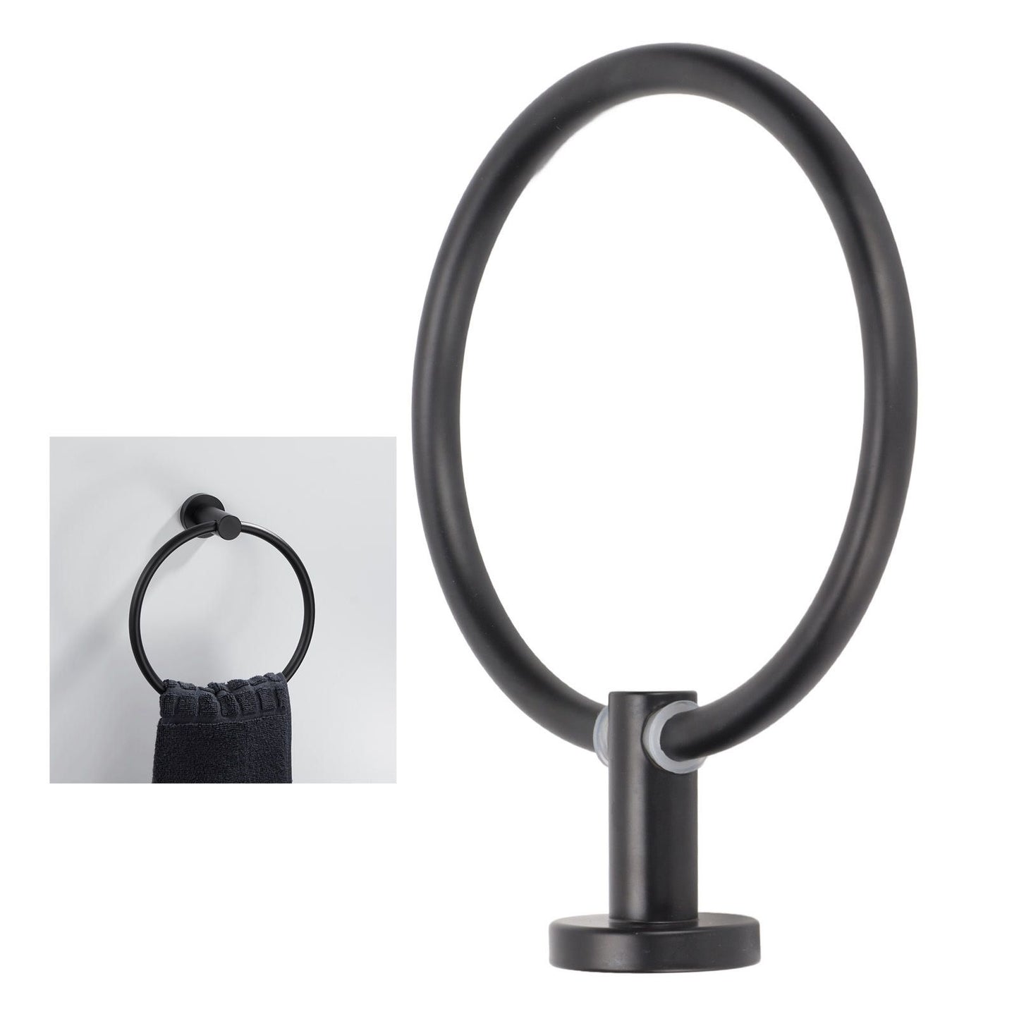 Towel Ring Space Aluminum Modern Round Hand Towel Holder Bath Hardware for Balcony HotelBlack