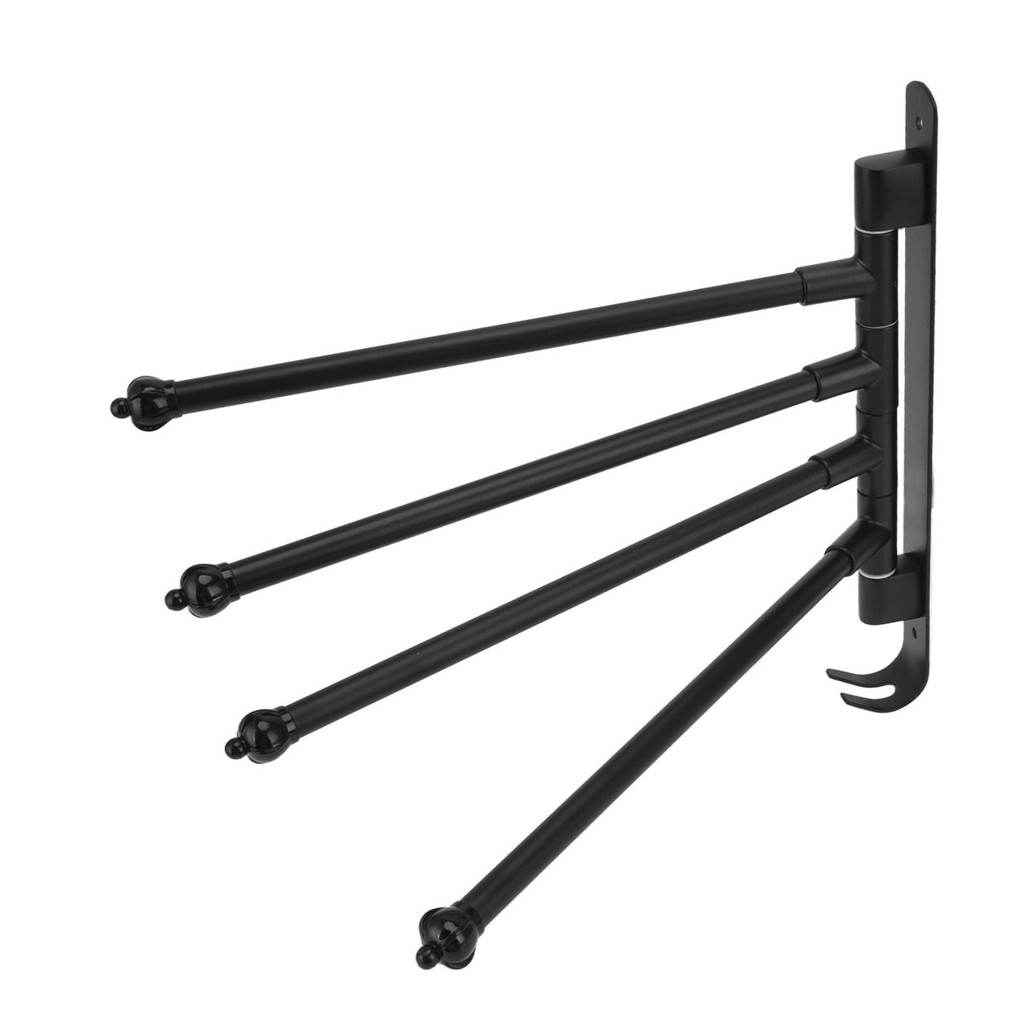 Stainless Steel Swivel Towel Hanger Holder Black Rotating Movable Towel Bar for Bathroom Wardrobe Kitchen4 Arms