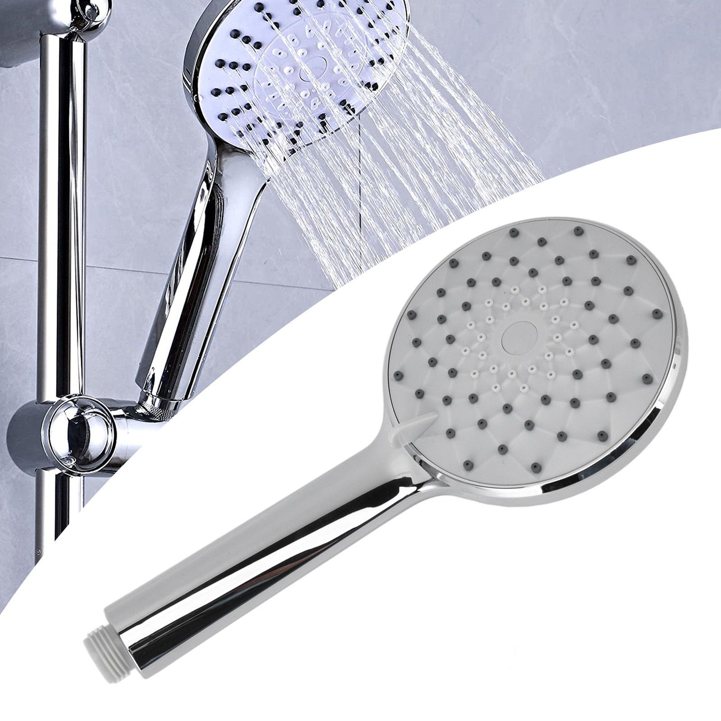 High Pressure Handheld Shower Head Set 5 Spray Settings Detachable Anti Clog Rain Showerhead for Household Bathroom Hotels
