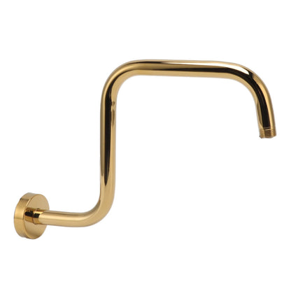 Shower Extension Arm Stainless Steel High Rise Shower Arm with Flange Wall Mounted Shower Head Riser Pipe Gold