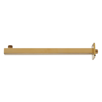 Wall Mounted Shower Arm Stainless Steel Quadrate Shower Head Extension Arm Shower Arm Pipe Gold