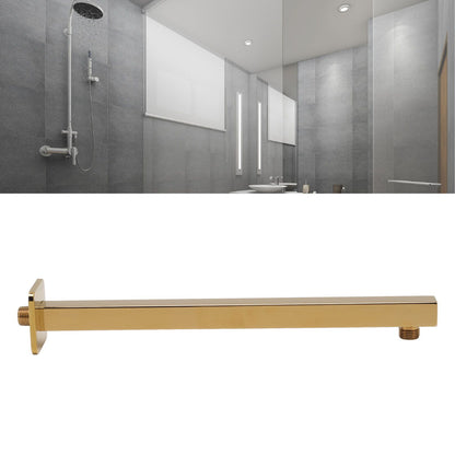 Wall Mounted Shower Arm Stainless Steel Quadrate Shower Head Extension Arm Shower Arm Pipe Gold