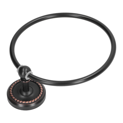 Bathroom Towel Ring Brass Wall Mounted Antique Towel Holder Toilet Towel Rack Black Twisted Pattern