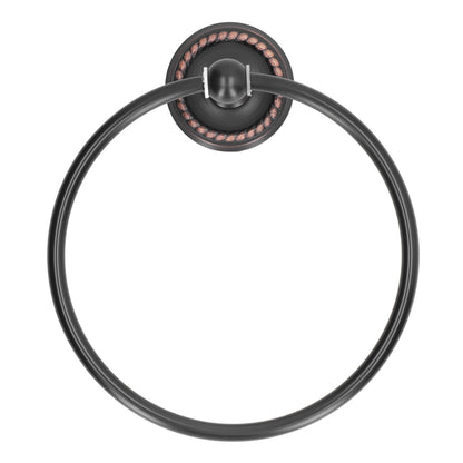 Bathroom Towel Ring Brass Wall Mounted Antique Towel Holder Toilet Towel Rack Black Twisted Pattern