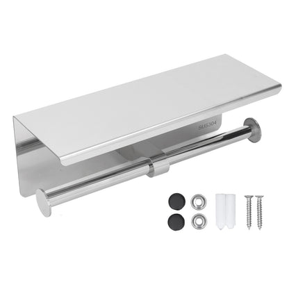 Stainless Steel Toilet Paper Holder with Shelf Self Adhesive Punch Free Toilet Paper Shelf Roll Holder for Bathroom K10 304