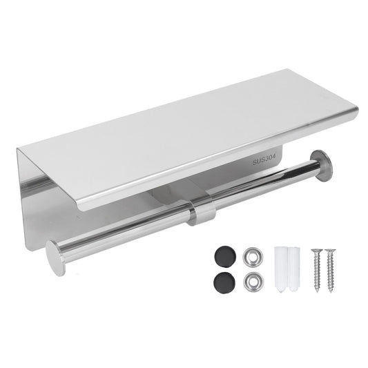 Stainless Steel Toilet Paper Holder with Shelf Self Adhesive Punch Free Toilet Paper Shelf Roll Holder for Bathroom K10 304