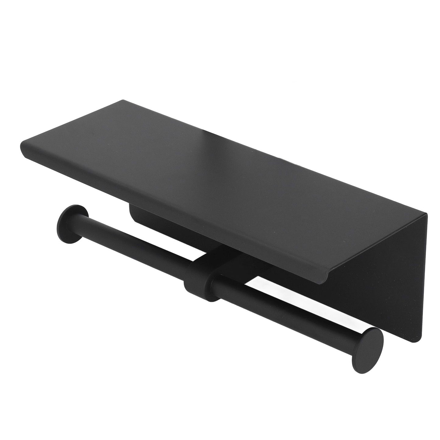 Stainless Steel Toilet Paper Holder with Shelf Self Adhesive Punch Free Toilet Paper Shelf Roll Holder for Bathroom K10 Black