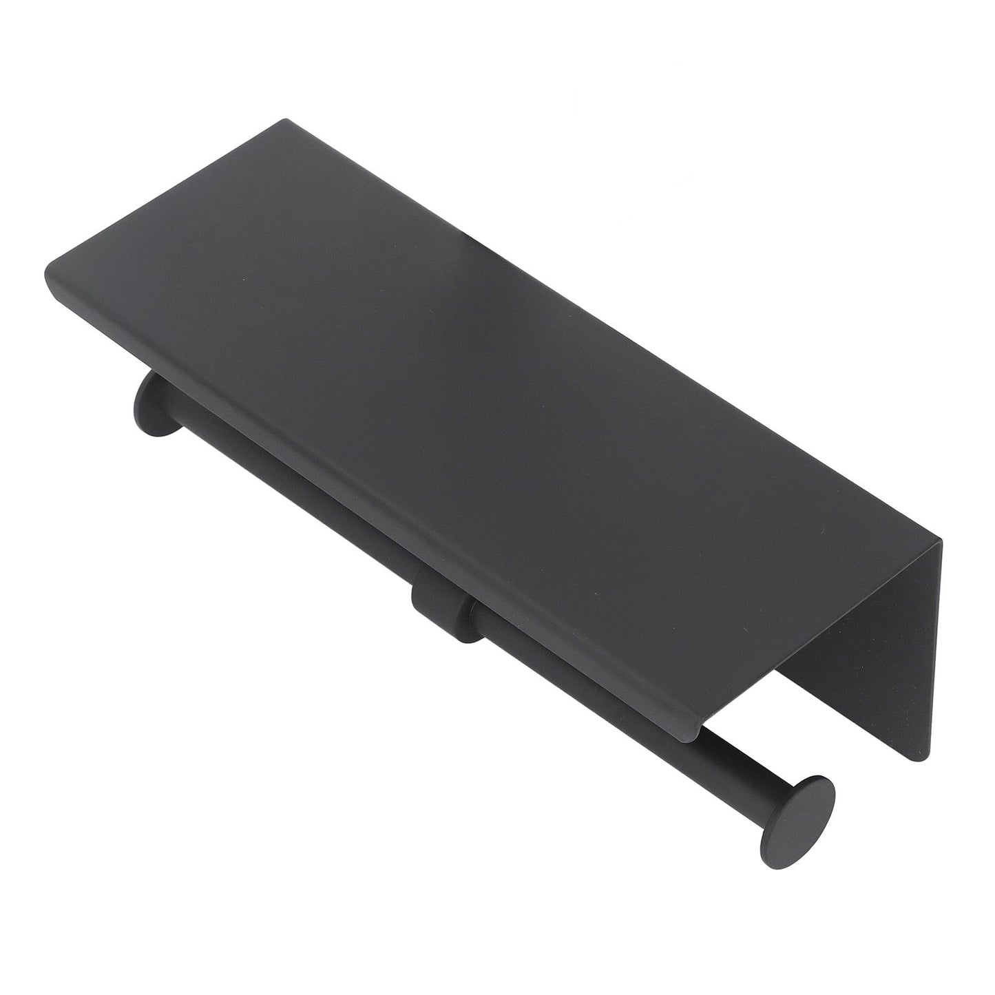Stainless Steel Toilet Paper Holder with Shelf Self Adhesive Punch Free Toilet Paper Shelf Roll Holder for Bathroom K10 Black