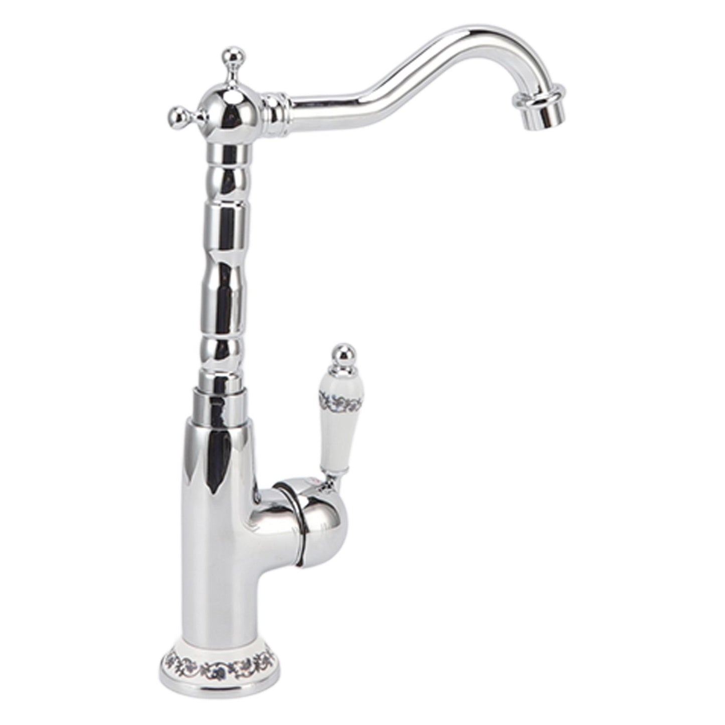 Bathroom Water Tap Retro European Style Brass Electroplating with Long Bend Hose Hot Cold Mixer Basin Faucet for Home