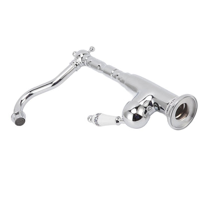 Bathroom Water Tap Retro European Style Brass Electroplating with Long Bend Hose Hot Cold Mixer Basin Faucet for Home