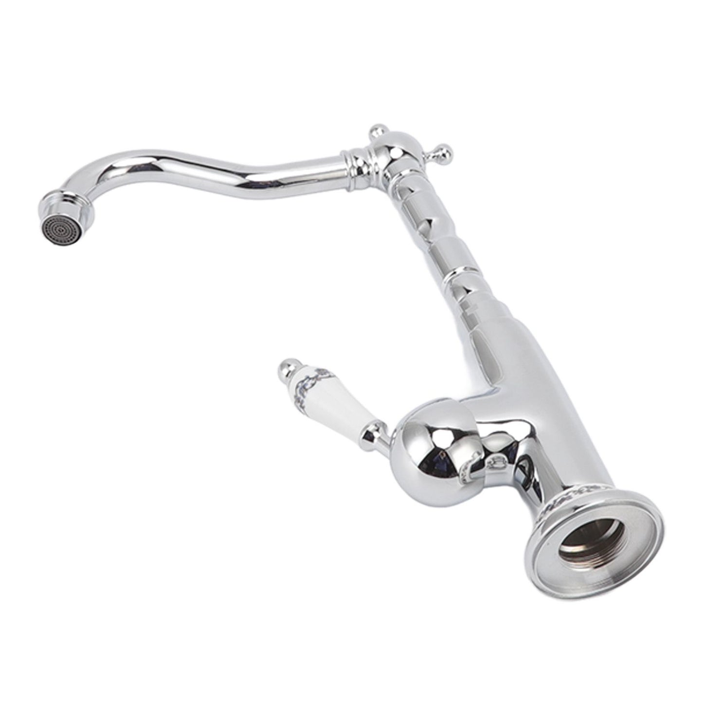 Bathroom Water Tap Retro European Style Brass Electroplating with Long Bend Hose Hot Cold Mixer Basin Faucet for Home