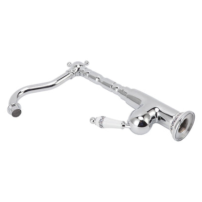 Bathroom Water Tap Retro European Style Brass Electroplating with Long Bend Hose Hot Cold Mixer Basin Faucet for Home