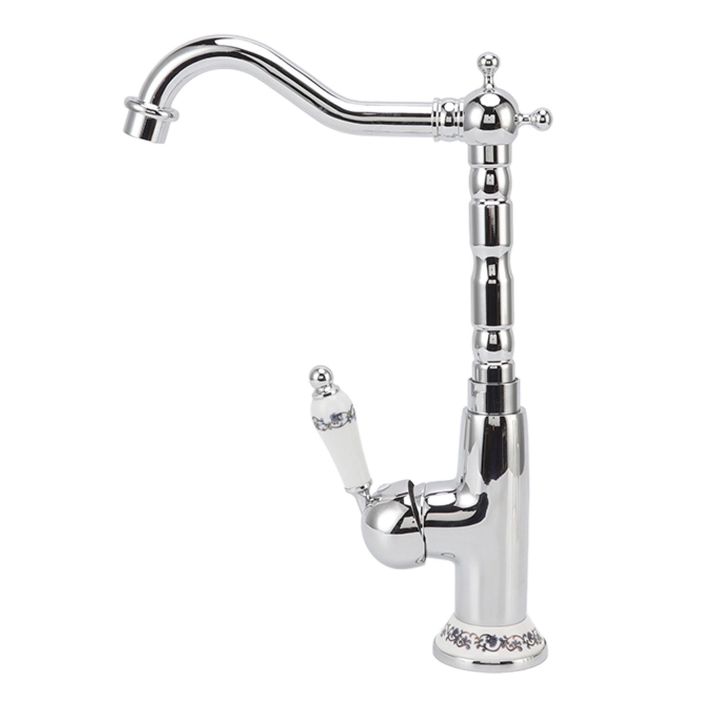 Bathroom Water Tap Retro European Style Brass Electroplating with Long Bend Hose Hot Cold Mixer Basin Faucet for Home