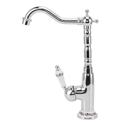 Bathroom Water Tap Retro European Style Brass Electroplating with Long Bend Hose Hot Cold Mixer Basin Faucet for Home