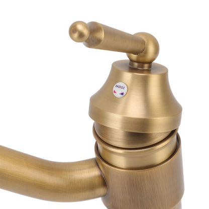 High Sink Faucet Copper Retro Industrial Single Handle Cold Hot Water Mixer Tap for Above Counter Basin Bathroom Hotel
