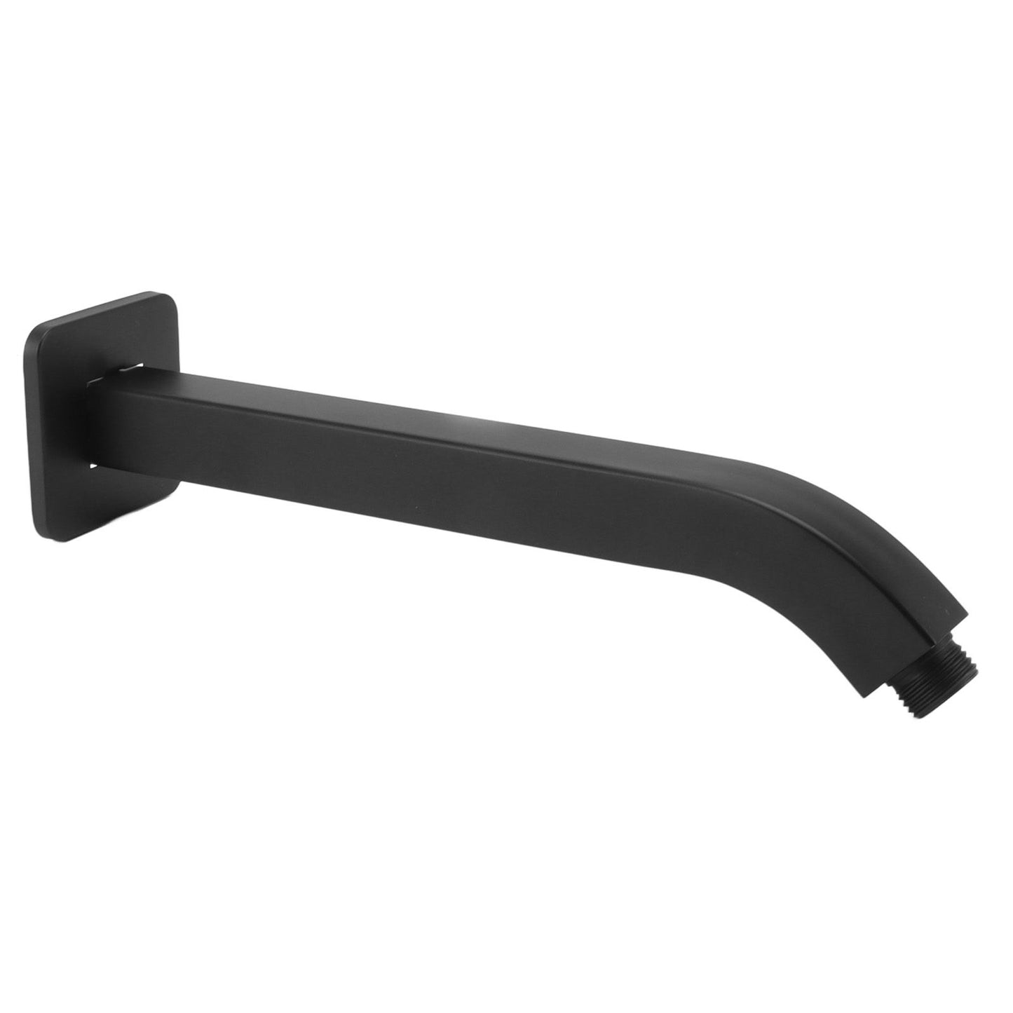 Shower Head Arm Square Brass Wall Mounted Rustproof 10in Shower Head Extension Arm for Bathroom Black