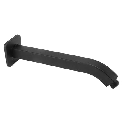 Shower Head Arm Square Brass Wall Mounted Rustproof 10in Shower Head Extension Arm for Bathroom Black