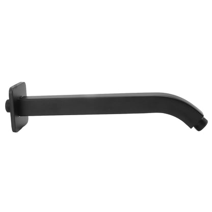Shower Head Arm Square Brass Wall Mounted Rustproof 10in Shower Head Extension Arm for Bathroom Black