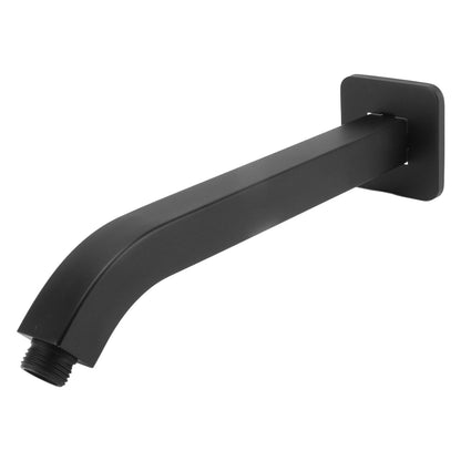 Shower Head Arm Square Brass Wall Mounted Rustproof 10in Shower Head Extension Arm for Bathroom Black