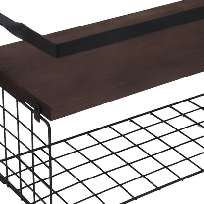 2 Set Wall Mounted Storage Shelves Bathroom Metal Wire Rustic Floating Shelf for Kitchen Office