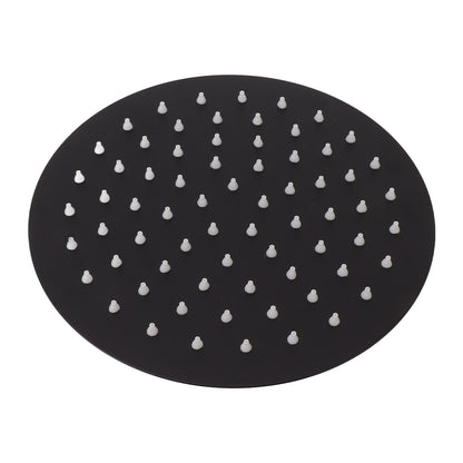 Ultra Thin Rainfall Shower Head Rain Waterfall Stainless Steel Fixed Showerhead Round Black 8in