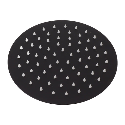 Ultra Thin Rainfall Shower Head Rain Waterfall Stainless Steel Fixed Showerhead Round Black 8in