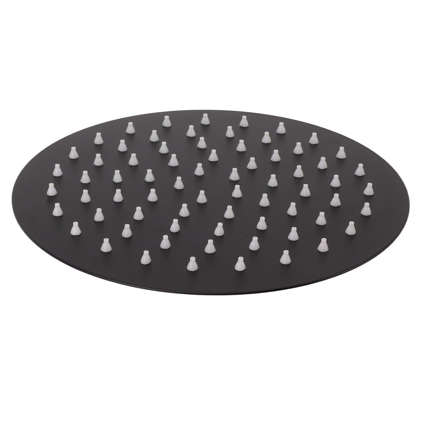 Ultra Thin Rainfall Shower Head Rain Waterfall Stainless Steel Fixed Showerhead Round Black 8in