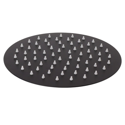Ultra Thin Rainfall Shower Head Rain Waterfall Stainless Steel Fixed Showerhead Round Black 8in