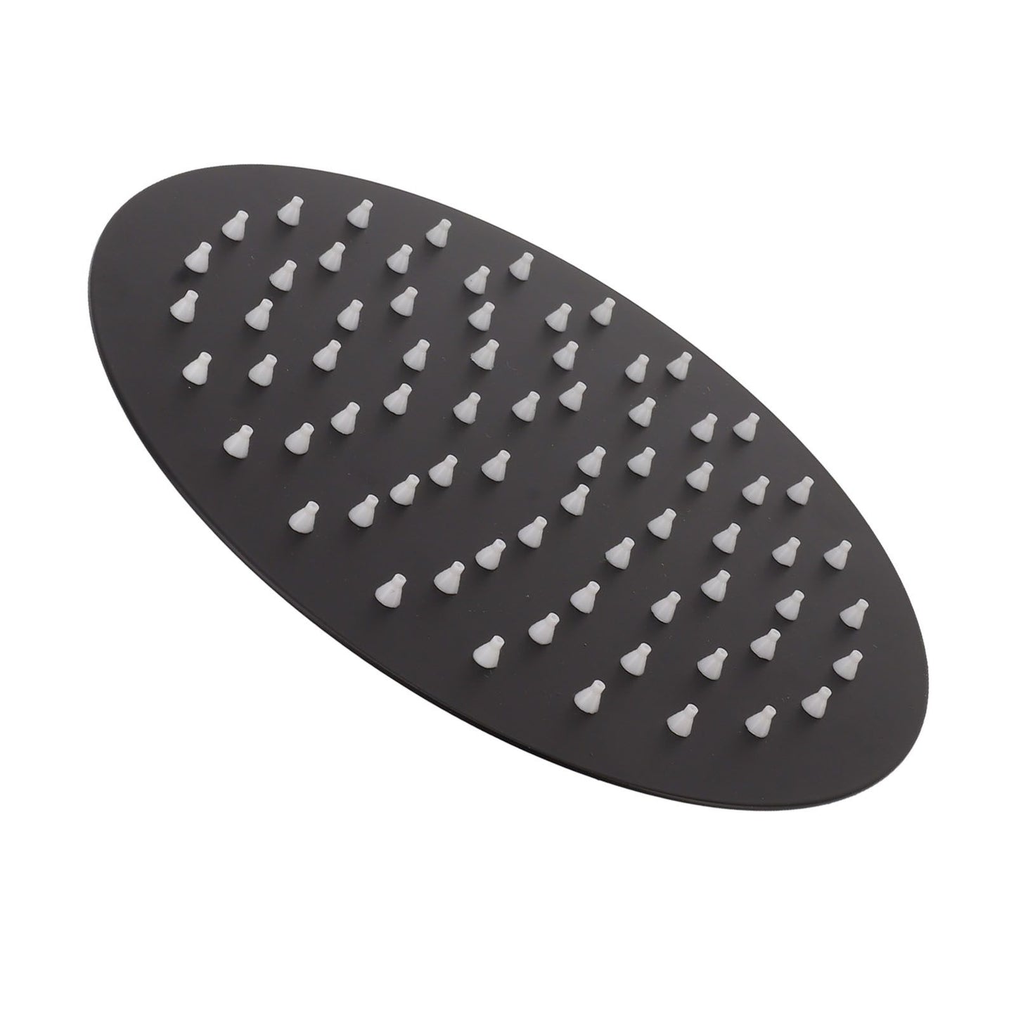 Ultra Thin Rainfall Shower Head Rain Waterfall Stainless Steel Fixed Showerhead Round Black 8in